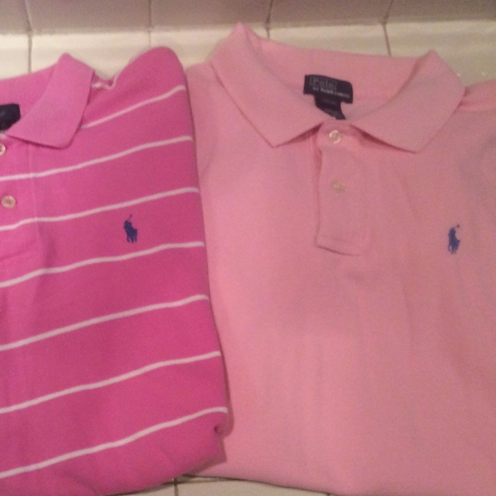 2 Size Youth L-16-18 Ralph Lauren S/S Pink Polos